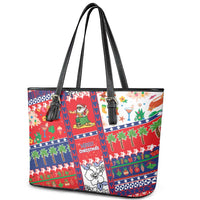 Wallis And Futuna Christmas Leather Tote Bag Festive Beach Vibes - Polynesian Pride