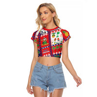 Wallis And Futuna Christmas Raglan Cropped T Shirt Festive Beach Vibes - Polynesian Pride