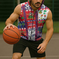 Wallis And Futuna Christmas Sleeveless Zip Hoodie Festive Beach Vibes - Polynesian Pride