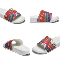 Wallis And Futuna Christmas Slide Sandals Festive Beach Vibes - Polynesian Pride