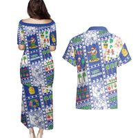 Northern Mariana Islands Christmas Couples Matching Puletasi and Hawaiian Shirt Festive Beach Vibes - Polynesian Pride