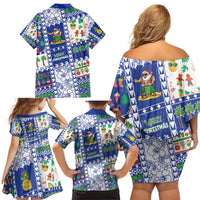 Northern Mariana Islands Christmas Family Matching Off Shoulder Short Dress and Hawaiian Shirt Festive Beach Vibes LT05 - Polynesian Pride