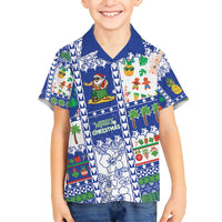 Northern Mariana Islands Christmas Family Matching Off Shoulder Short Dress and Hawaiian Shirt Festive Beach Vibes LT05 Son's Shirt Blue - Polynesian Pride