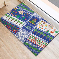 Northern Mariana Islands Christmas Rubber Doormat Festive Beach Vibes - Polynesian Pride