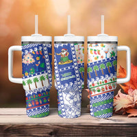 Northern Mariana Islands Christmas Tumbler With Handle Festive Beach Vibes - Polynesian Pride