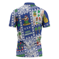 Northern Mariana Islands Christmas Zipper Polo Shirt Festive Beach Vibes - Polynesian Pride