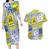 New Caledonia Christmas Couples Matching Long Sleeve Bodycon Dress and Hawaiian Shirt Festive Beach Vibes LT05 Yellow - Polynesian Pride
