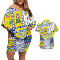 New Caledonia Christmas Couples Matching Off Shoulder Short Dress and Hawaiian Shirt Festive Beach Vibes - Polynesian Pride