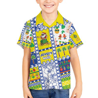 New Caledonia Christmas Family Matching Long Sleeve Bodycon Dress and Hawaiian Shirt Festive Beach Vibes LT05 Son's Shirt Yellow - Polynesian Pride