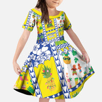 New Caledonia Christmas Family Matching Mermaid Dress and Hawaiian Shirt Festive Beach Vibes LT05 Daughter's Dress Yellow - Polynesian Pride