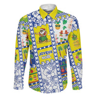 New Caledonia Christmas Family Matching Mermaid Dress and Hawaiian Shirt Festive Beach Vibes LT05 Dad's Shirt - Long Sleeve Yellow - Polynesian Pride