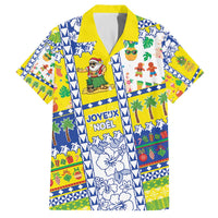 New Caledonia Christmas Family Matching Off The Shoulder Long Sleeve Dress and Hawaiian Shirt Festive Beach Vibes LT05 Dad's Shirt - Short Sleeve Yellow - Polynesian Pride