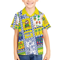 New Caledonia Christmas Family Matching Off The Shoulder Long Sleeve Dress and Hawaiian Shirt Festive Beach Vibes LT05 Son's Shirt Yellow - Polynesian Pride