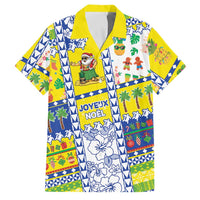 New Caledonia Christmas Family Matching Off Shoulder Maxi Dress and Hawaiian Shirt Festive Beach Vibes LT05 Dad's Shirt - Short Sleeve Yellow - Polynesian Pride