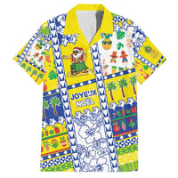 New Caledonia Christmas Family Matching Off Shoulder Short Dress and Hawaiian Shirt Festive Beach Vibes LT05 Dad's Shirt - Short Sleeve Yellow - Polynesian Pride