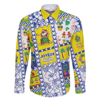 New Caledonia Christmas Family Matching Summer Maxi Dress and Hawaiian Shirt Festive Beach Vibes LT05 Dad's Shirt - Long Sleeve Yellow - Polynesian Pride