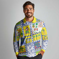 New Caledonia Christmas Long Sleeve Polo Shirt Festive Beach Vibes - Polynesian Pride