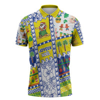 New Caledonia Christmas Zipper Polo Shirt Festive Beach Vibes - Polynesian Pride