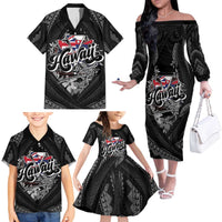 Hawaii November 28th Family Matching Off The Shoulder Long Sleeve Dress and Hawaiian Shirt Kanaka Maoli Tribal Pattern - Polynesian Pride