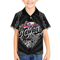 Hawaii November 28th Family Matching Off The Shoulder Long Sleeve Dress and Hawaiian Shirt Kanaka Maoli Tribal Pattern LT05 Son's Shirt Black - Polynesian Pride