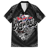 Hawaii November 28th Family Matching Off Shoulder Maxi Dress and Hawaiian Shirt Kanaka Maoli Tribal Pattern LT05 Dad's Shirt - Short Sleeve Black - Polynesian Pride