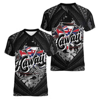 Hawaii November 28th Women V-Neck T-Shirt Kanaka Maoli Tribal Pattern - Polynesian Pride