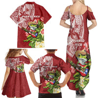 Puerto Rico Coqui Frog Family Matching Summer Maxi Dress and Hawaiian Shirt Tropical Flowers Polynesian Style LT05 - Polynesian Pride