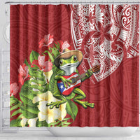 Puerto Rico Coqui Frog Shower Curtain Tropical Flowers Polynesian Style LT05 - Polynesian Pride