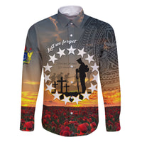 Cook Islands ANZAC Day Family Matching Short Sleeve Bodycon Dress and Hawaiian Shirt Lest We Forget LT05 Dad's Shirt - Long Sleeve Grey - Polynesian Pride