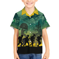 Norfolk Island ANZAC Day Family Matching Off Shoulder Long Sleeve Dress and Hawaiian Shirt Lest We Forget LT05 Son's Shirt Dark Cyan - Polynesian Pride