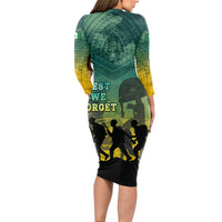Norfolk Island ANZAC Day Long Sleeve Bodycon Dress Lest We Forget LT05 - Polynesian Pride