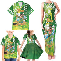 Hawaii Saint Patrick's Day Family Matching Tank Maxi Dress and Hawaiian Shirt Funny Surfing Leprechaun