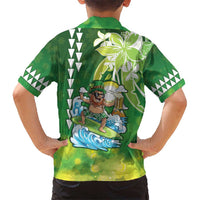 Hawaii Saint Patrick's Day Kid Hawaiian Shirt Funny Surfing Leprechaun