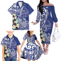 Personalised Hafa Adai Guam Family Matching Off The Shoulder Long Sleeve Dress and Hawaiian Shirt Latte Stone With Coconut Crab LT05 - Polynesian Pride