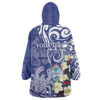 Personalised Hafa Adai Guam Wearable Blanket Hoodie Latte Stone With Coconut Crab
