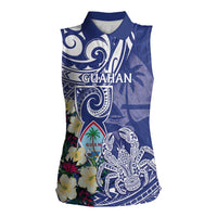 Personalised Hafa Adai Guam Women Sleeveless Polo Shirt Latte Stone With Coconut Crab