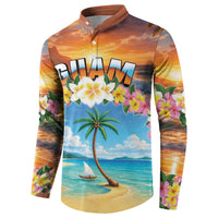 Guam Button Sweatshirt Eternal Summer Sunset Beach