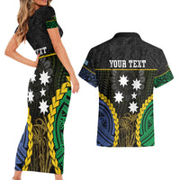 Personalised South Sea Islanders And Fiji Couples Matching Short Sleeve Bodycon Dress and Hawaiian Shirt Kanakas Fijian Tapa Pattern LT05 - Polynesian Pride