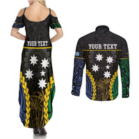 Personalised South Sea Islanders And Fiji Couples Matching Summer Maxi Dress and Long Sleeve Button Shirt Kanakas Fijian Tapa Pattern LT05 - Polynesian Pride