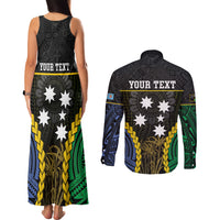 Personalised South Sea Islanders And Fiji Couples Matching Tank Maxi Dress and Long Sleeve Button Shirt Kanakas Fijian Tapa Pattern LT05 - Polynesian Pride