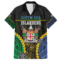 Personalised South Sea Islanders And Fiji Family Matching Summer Maxi Dress and Hawaiian Shirt Kanakas Fijian Tapa Pattern LT05 Dad's Shirt - Short Sleeve Black - Polynesian Pride