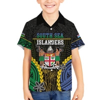 Personalised South Sea Islanders And Fiji Family Matching Summer Maxi Dress and Hawaiian Shirt Kanakas Fijian Tapa Pattern LT05 Son's Shirt Black - Polynesian Pride