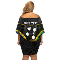 Personalised South Sea Islanders And Fiji Off Shoulder Short Dress Kanakas Fijian Tapa Pattern LT05 - Polynesian Pride