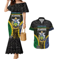 Personalised South Sea Islanders And Solomon Islands Couples Matching Mermaid Dress and Hawaiian Shirt Kanakas Polynesian Pattern LT05 Black - Polynesian Pride
