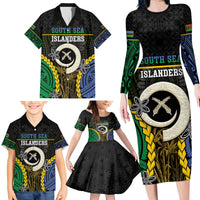 Personalised South Sea Islanders And Vanuatu Family Matching Long Sleeve Bodycon Dress and Hawaiian Shirt Kanakas Sand Drawing Pattern LT05 - Polynesian Pride