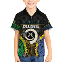 Personalised South Sea Islanders And Vanuatu Family Matching Short Sleeve Bodycon Dress and Hawaiian Shirt Kanakas Sand Drawing Pattern LT05 Son's Shirt Black - Polynesian Pride