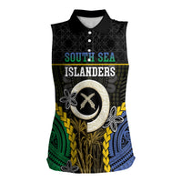 Personalised South Sea Islanders And Vanuatu Women Sleeveless Polo Shirt Kanakas Sand Drawing Pattern