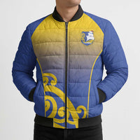 Custom James Cook High School Bomber Puffer Jacket Maori Koru Pattern