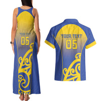 Custom James Cook High School Couples Matching Tank Maxi Dress and Hawaiian Shirt Maori Koru Pattern