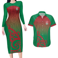 Custom Onehunga High School Couples Matching Long Sleeve Bodycon Dress and Hawaiian Shirt Maori Koru Pattern